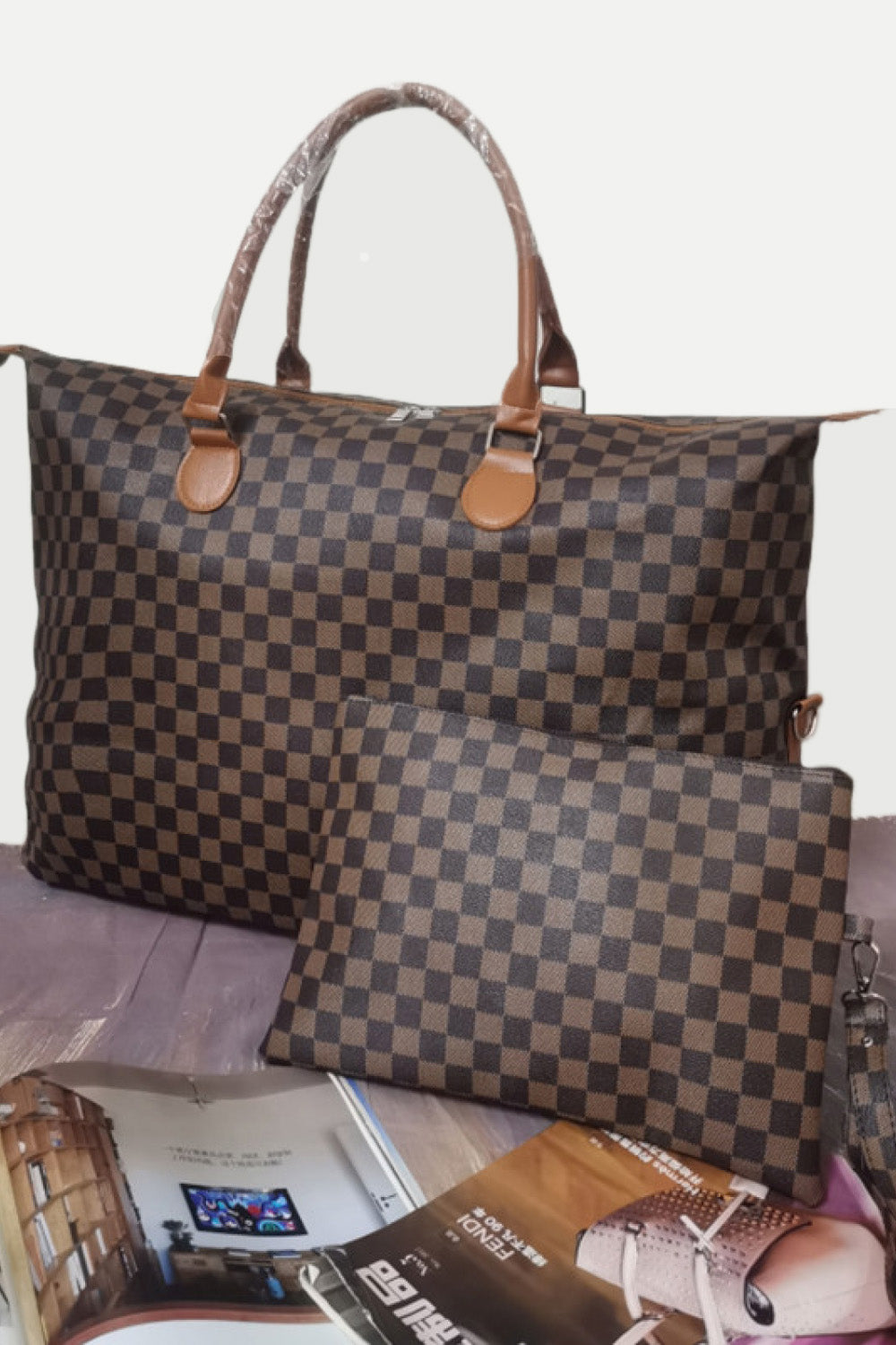 Checkered Two-Piece Bag Set